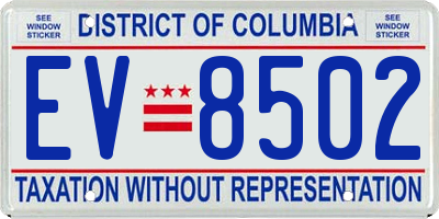 DC license plate EV8502