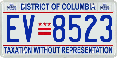 DC license plate EV8523