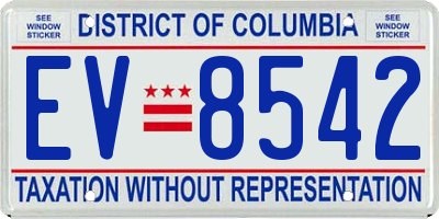 DC license plate EV8542