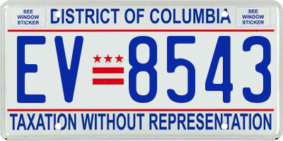 DC license plate EV8543