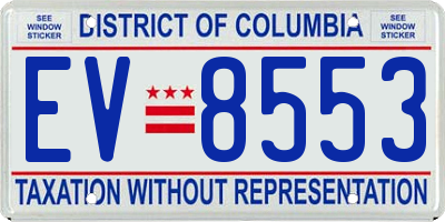 DC license plate EV8553