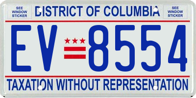 DC license plate EV8554