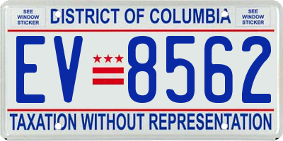 DC license plate EV8562