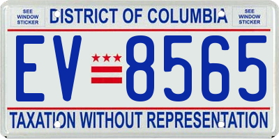 DC license plate EV8565