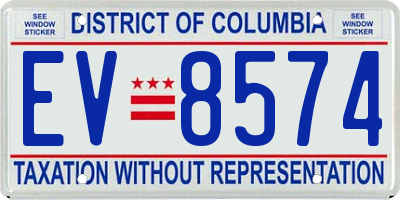 DC license plate EV8574
