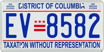DC license plate EV8582
