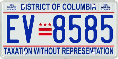 DC license plate EV8585