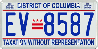 DC license plate EV8587