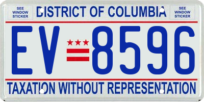 DC license plate EV8596