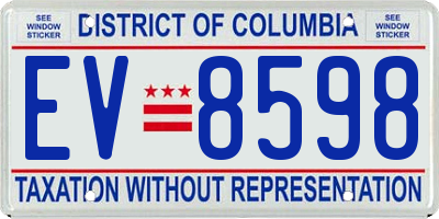 DC license plate EV8598
