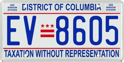 DC license plate EV8605