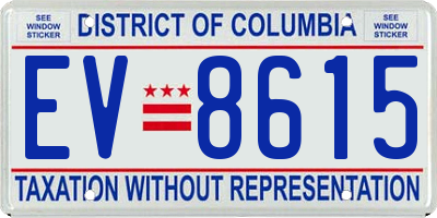 DC license plate EV8615