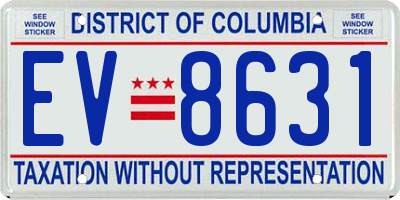DC license plate EV8631
