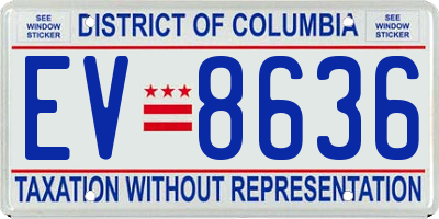 DC license plate EV8636