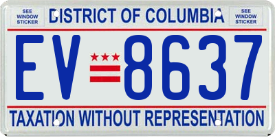 DC license plate EV8637