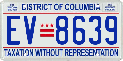 DC license plate EV8639