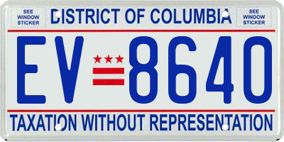 DC license plate EV8640