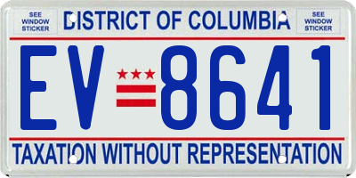 DC license plate EV8641
