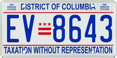 DC license plate EV8643