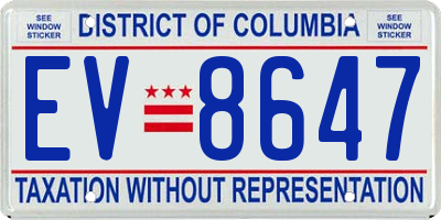 DC license plate EV8647