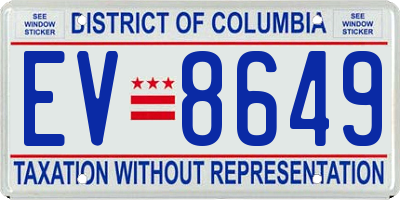 DC license plate EV8649