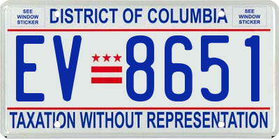 DC license plate EV8651