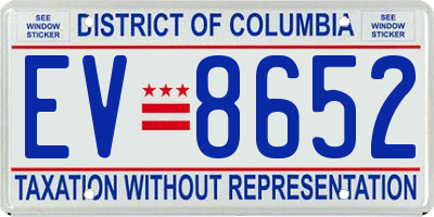 DC license plate EV8652