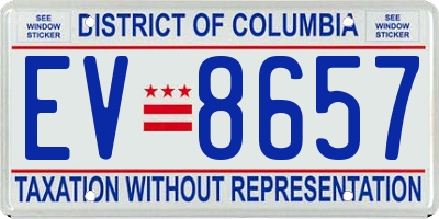 DC license plate EV8657