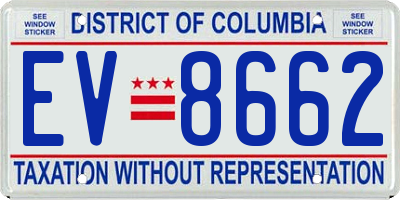 DC license plate EV8662