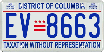 DC license plate EV8663