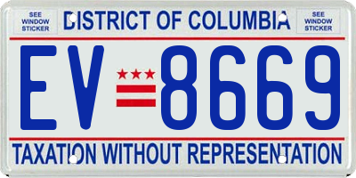 DC license plate EV8669