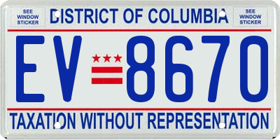 DC license plate EV8670