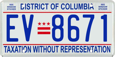 DC license plate EV8671