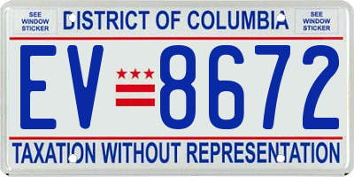 DC license plate EV8672