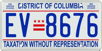 DC license plate EV8676