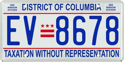 DC license plate EV8678