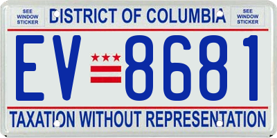 DC license plate EV8681