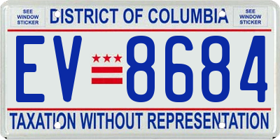 DC license plate EV8684
