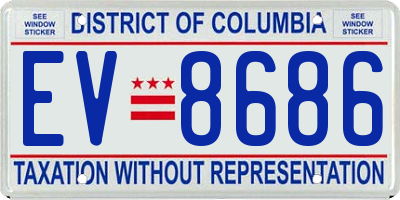 DC license plate EV8686
