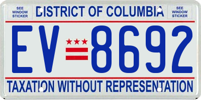 DC license plate EV8692
