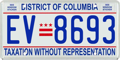 DC license plate EV8693