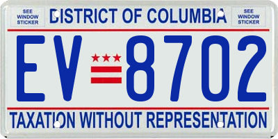 DC license plate EV8702