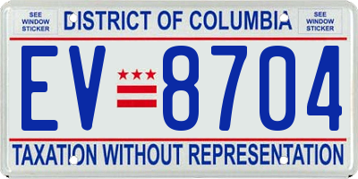 DC license plate EV8704