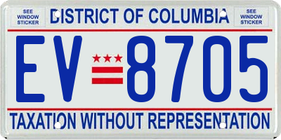 DC license plate EV8705