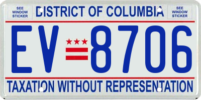 DC license plate EV8706