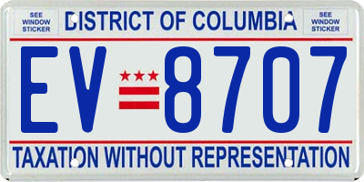 DC license plate EV8707