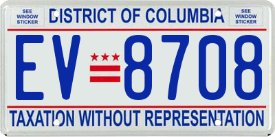 DC license plate EV8708