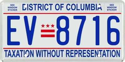 DC license plate EV8716