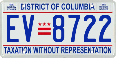 DC license plate EV8722