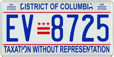 DC license plate EV8725